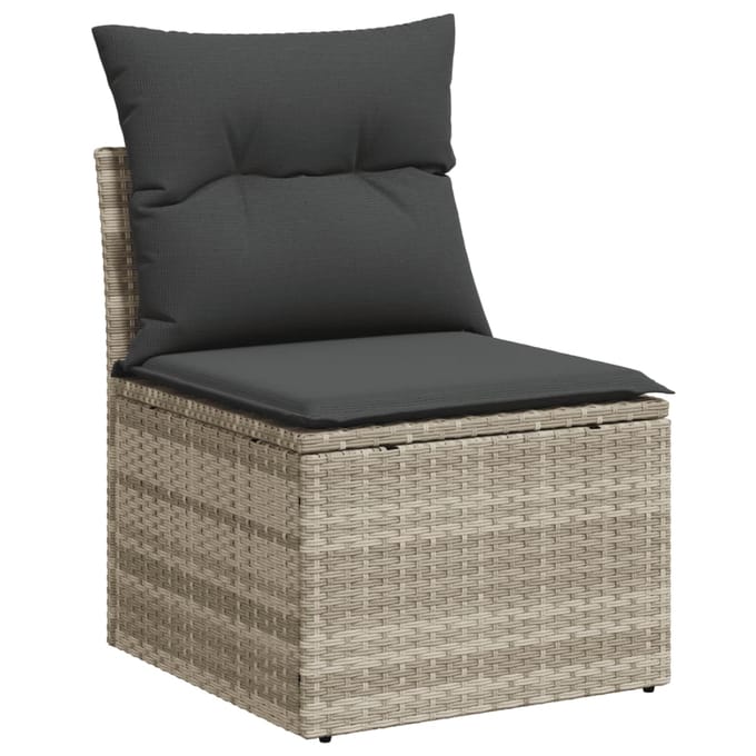 vidaXL - 9-delige - Loungeset - met - kussens - poly - rattan - lichtgrijs