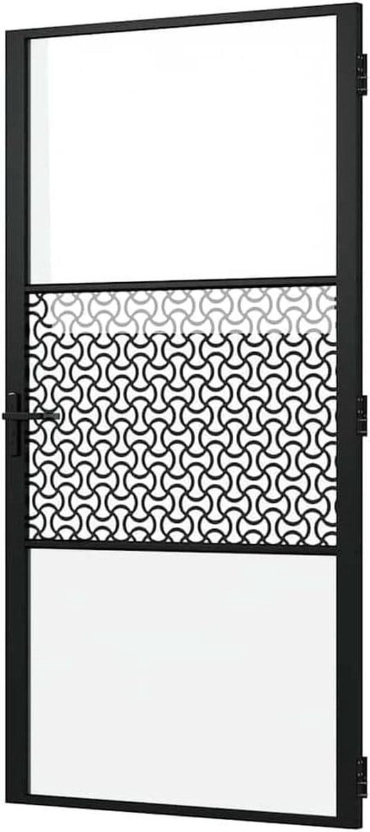 Glazen Binnendeur - Aluminium Deur - Ruimtes Scheiden - Met Sluiting - 102.5 x 201.5 cm - Zwart
