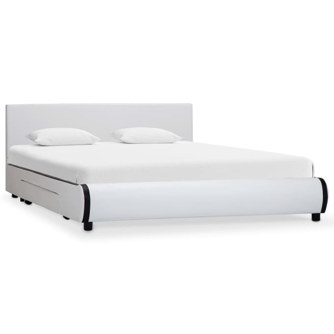 vidaXL - Bedframe - met - lades - kunstleer - wit - 140x200 - cm