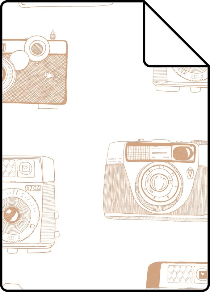 Proefstaal ESTAhome behang instant camera’s glanzend koper bruin - 26.5 x 21 cm - 138842-S