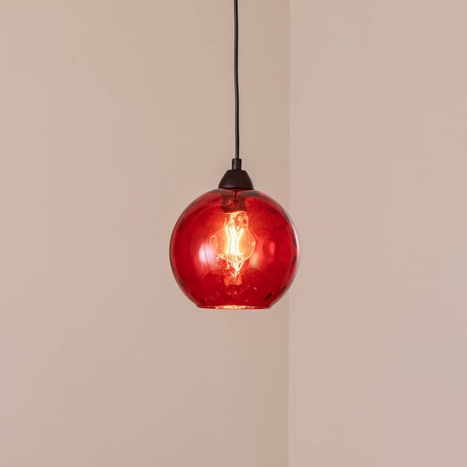 Opviq Hanglamp Benek, rood, glas, Ø 20 cm, E27