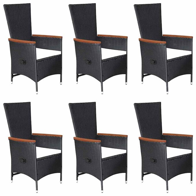 vidaXL - 7-delige - Tuinset - poly - rattan - zwart