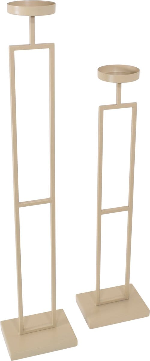 LOFT42 Vloerkandelaar Set Flame - Beige metaal