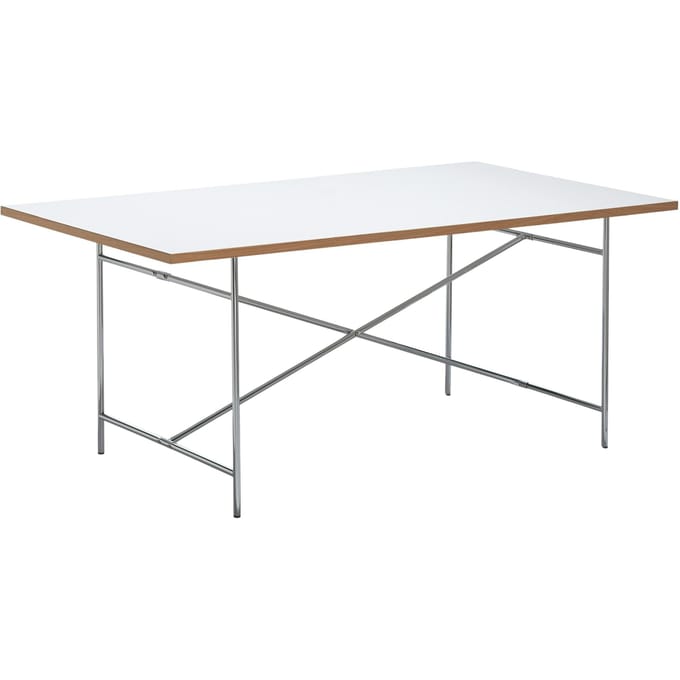 Richard Lampert Eiermann 2 Eettafel - melamine wit/eiken rand - verchroomd - 200 x 90 cm