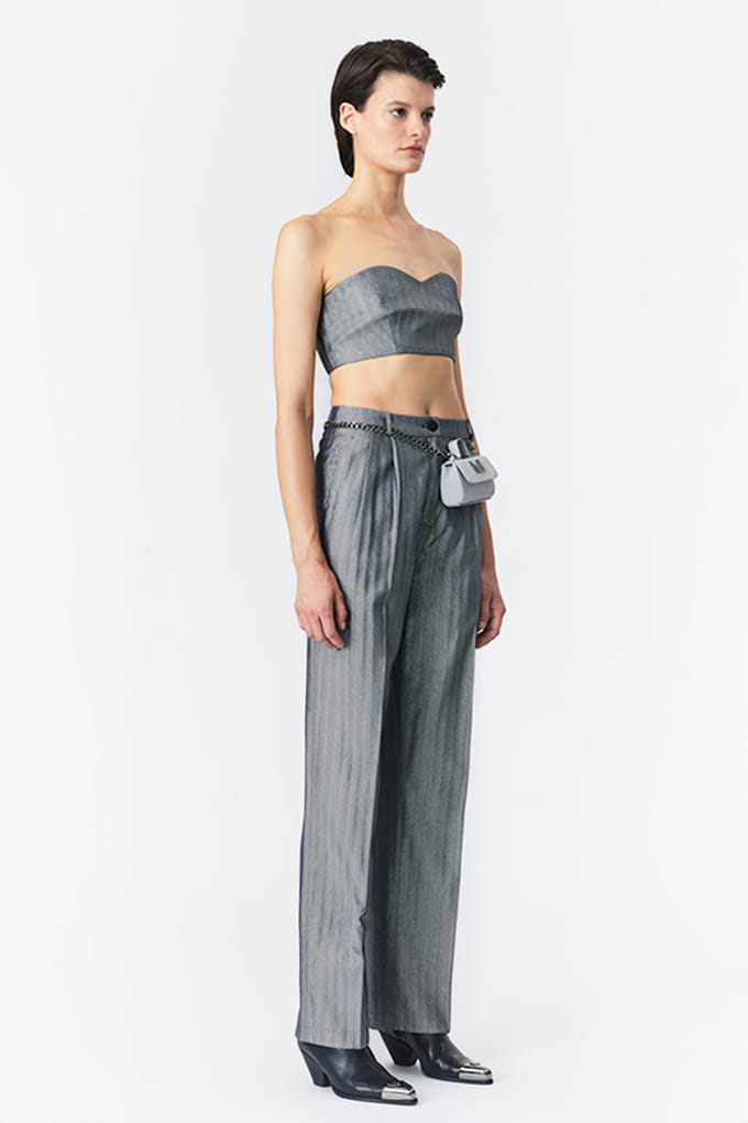 Marcell von Berlin Strapless Bustier Top Silver Herringbone Taglia: 40 | Canottiere Outlet | Donna | Grigio