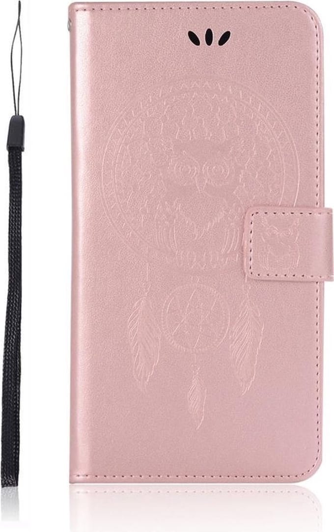 Shop4 - Asus Zenfone Max Pro (M2) Hoesje - Wallet Case Dromenvanger Uil Rosé Goud