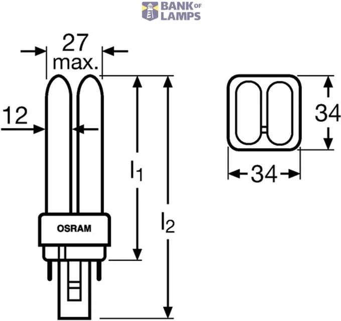 Patron PL-C 2P G24d-1 Spaarlamp | 10W 4000K 600Lm 840
