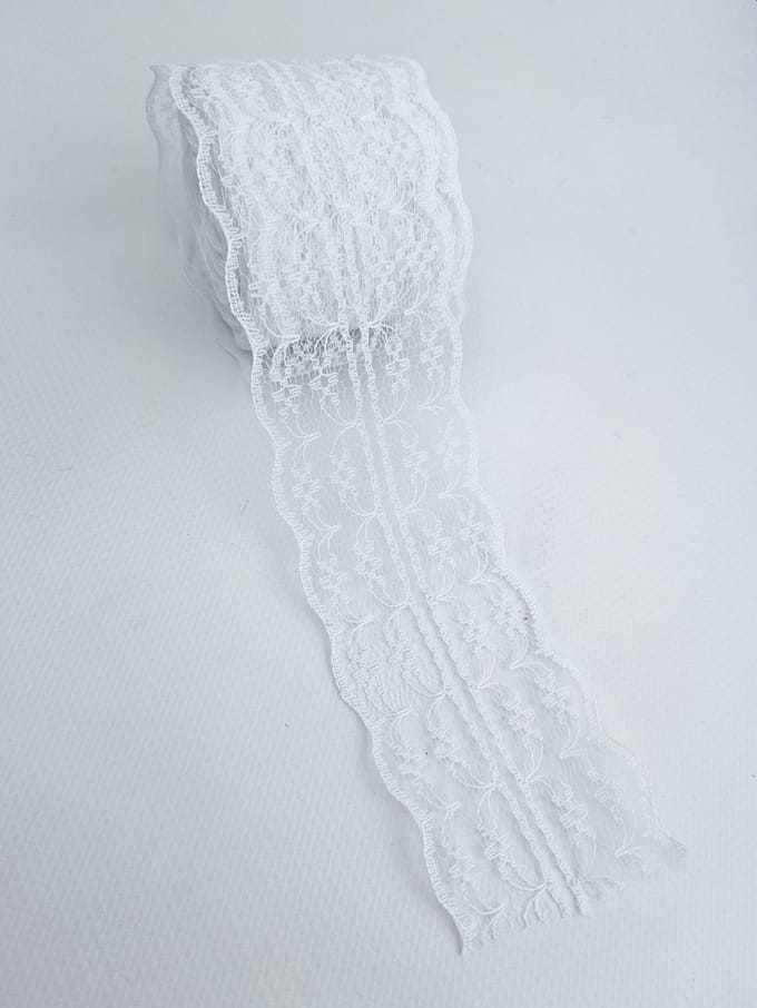 BamBella ® - 10 meter Kant lint band 5/6 cm breed Wit voor naaien afwerk