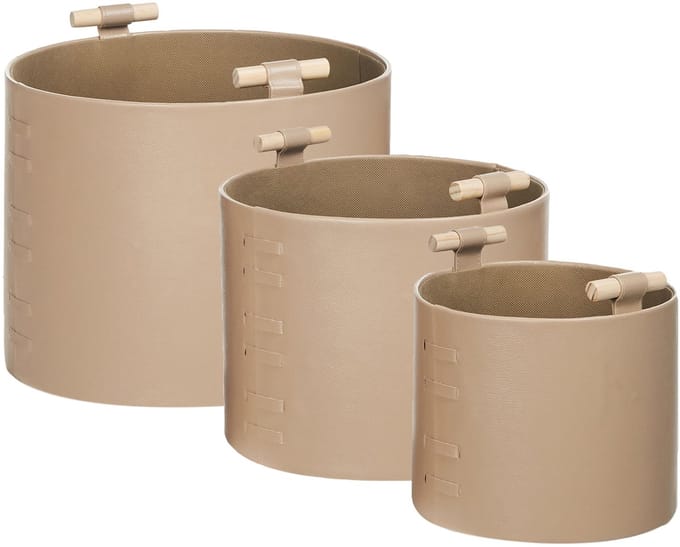 ARAM - Opbergmanden set van 3 - Beige - Kunstleer