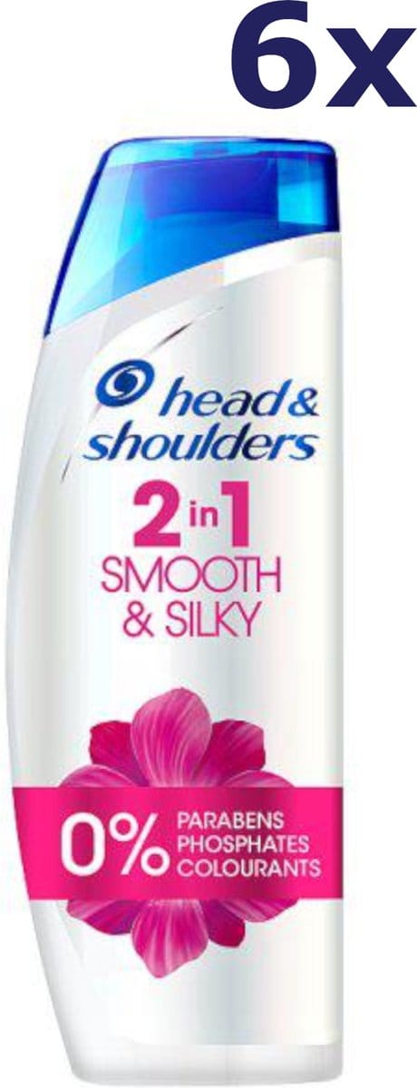 6x Head & Shoulders Shampoo - Smooth & Silky 2 in 1 450ml