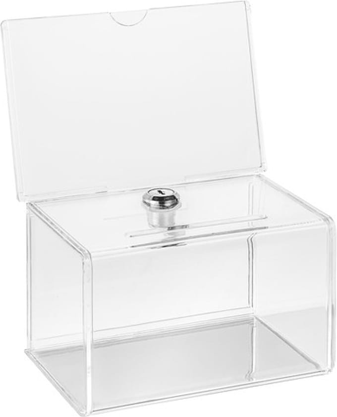 Visitekaartbox met slot - 200 x 140 x 120 mm.