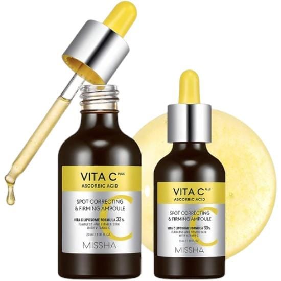 MISSHA Vita C Plus Ampoule Correctrice de Taches & Raffermissante 20 ml + 15 ml — Ensemble Sérum Éclat & Élasticité black