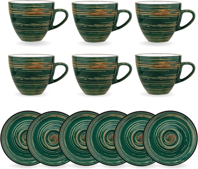 Wilmax England Espressokop-Schotel 75ml Groen Porselein 6x