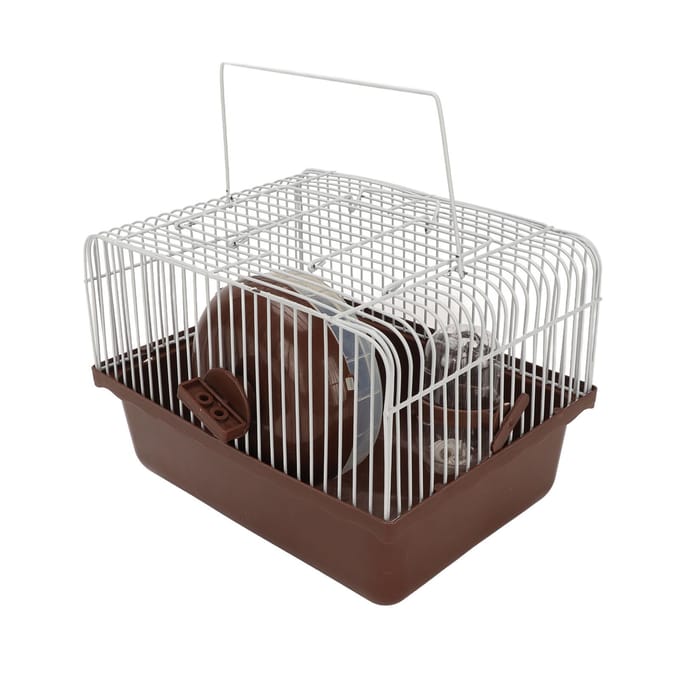 Cage pour hamster, maison portable et respirante pour petits animaux, avec bouteille d'eau, bol et roue de course pour cochon d'Inde gray