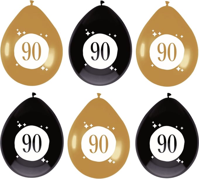 Haza Ballonnen - 90 jaar - leeftijd verjaardag - 6 stuks - 30 cm - versiering