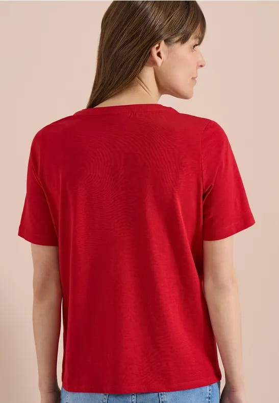 Shirt met korte mouwen en gespleten hals