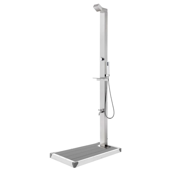 vidaXL - Buitendouche - met - grijze - basis - 225 - cm - roestvrij - staal