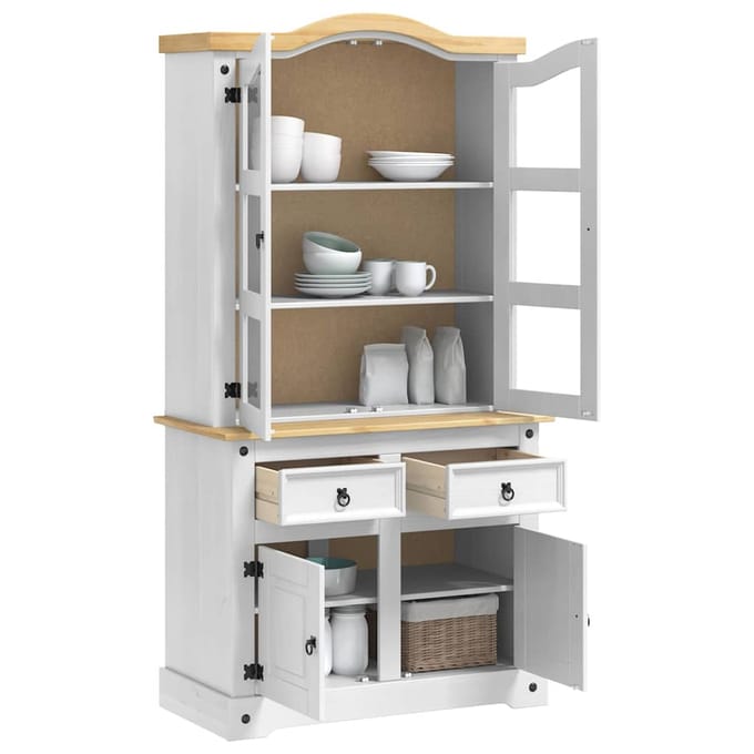 vidaXL - Dressoir - CORONA - Wit - 100 - x - 48,5 - x - 179 - cm - Massief - grenenhout