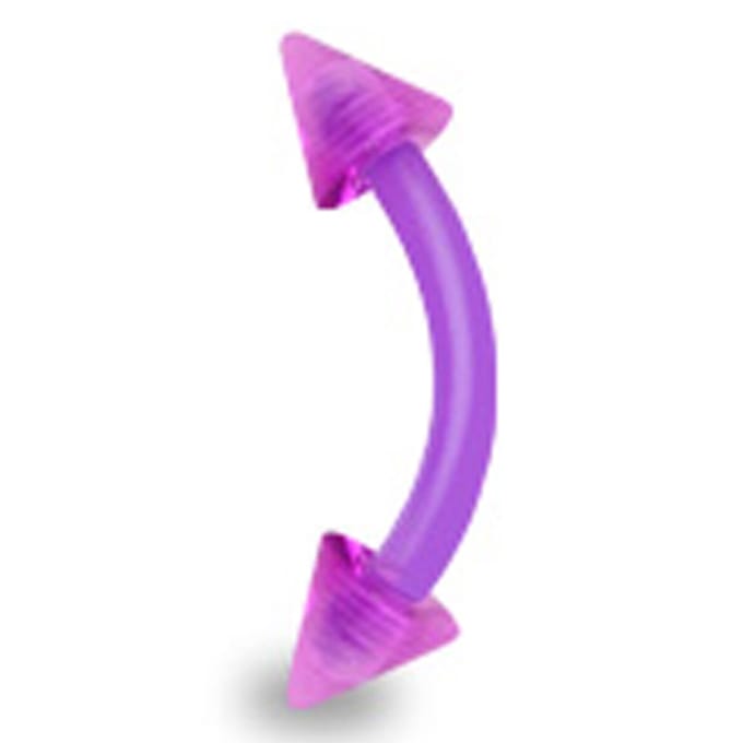 Piercing flexibel UV spikes 1.2x8x3 - paars - LMPiercings