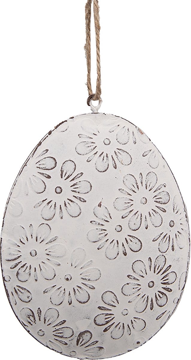 Clayre & Eef Paashanger Ei 8 cm Wit Metaal