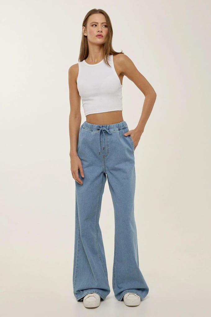 Geknoopte Hoge Taille Wijde Pijpen Jeans