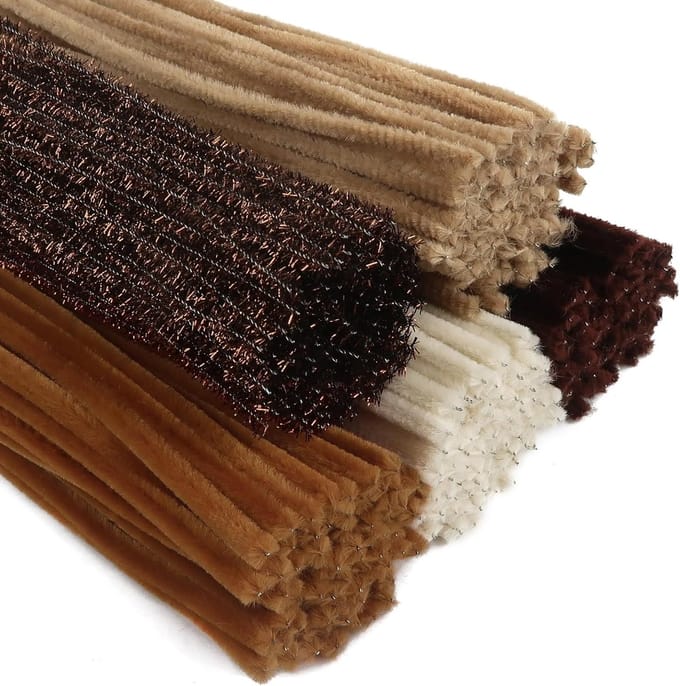 Chenille Borstels - Knutselmateriaal - Creatief Knutselen - Ruime Hoeveelheid - 30cm Lengte - Bruine Serie