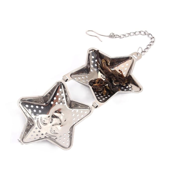 Schattige Roestvrijstalen Losse Thee Infuser Blad Zeef Filter Diffuser Kruiden Specerijen Ster Ketting gray