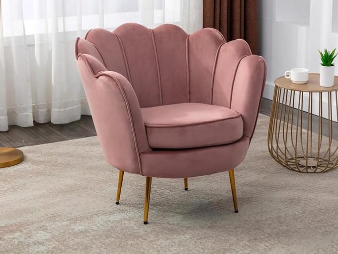 Vente-unique Fauteuil van fluweel DANDELION - Roze - van Pascal Morabito