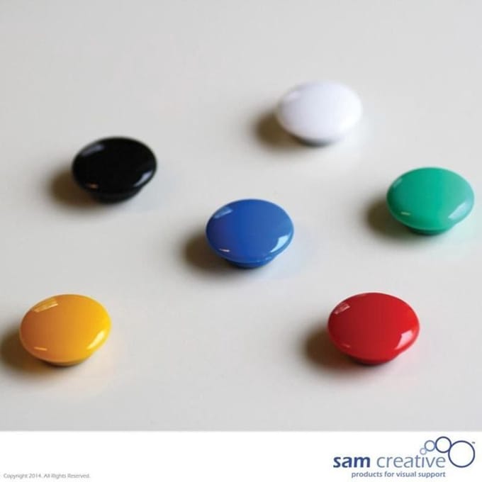 Sam Creative Glassboard Whiteboard Magneten - Rond - Extra sterk - 20 mm - Gemengd - 6 stuks