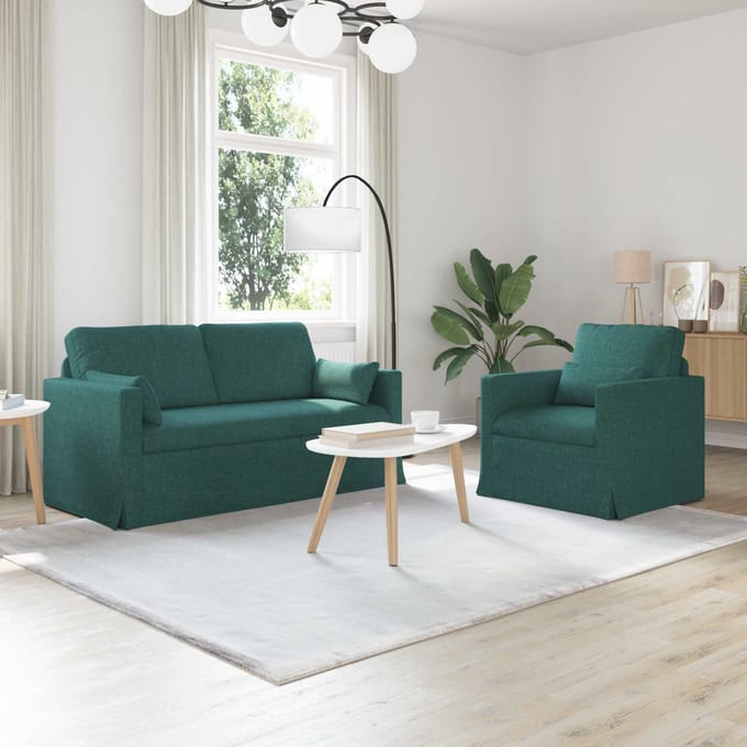 vidaXL Bankstel 2 pcs Donkergroen 158 x 78 x 80 cm Stof