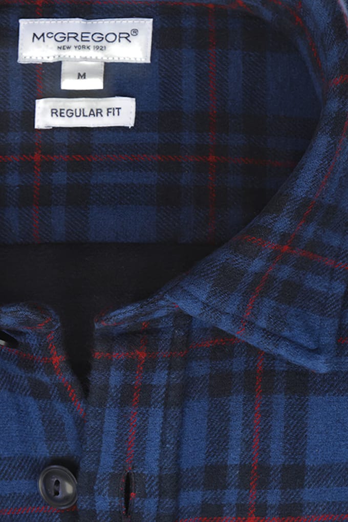 McGregor Mcg Tartan Overshirt Navy size S | Casual Shirts Outlet | Men | Blue