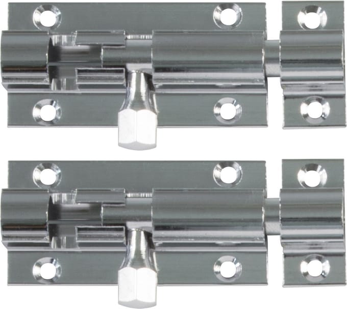AMIG schuifslot/plaatgrendel - 4x - messing - 5 x 2.55 cm - verchroomd - deur - poort