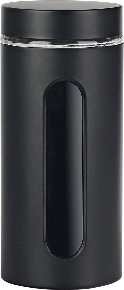 Voorraadpot venster zwart mat 1,2L glas