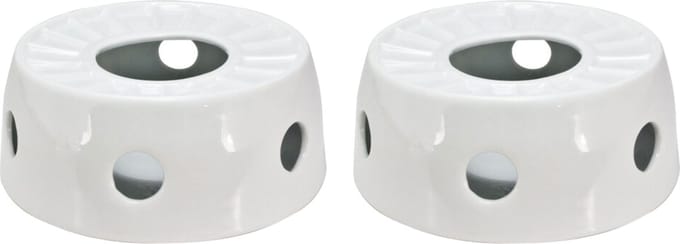Svenska Living Rechaud - 2x - warmhoudplaat - porselein - wit - 16 x D14 cm