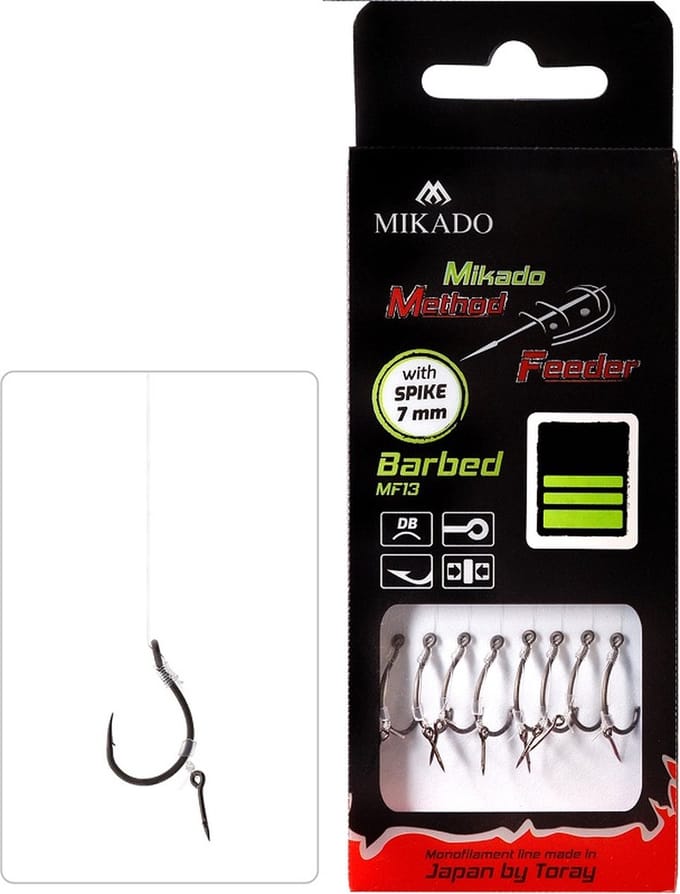 Method Feeder Onderlijn met Bait Band – 0,20 mm Monoline – Haakmaat 10 – 10 cm – 8 Stuks – Mikado