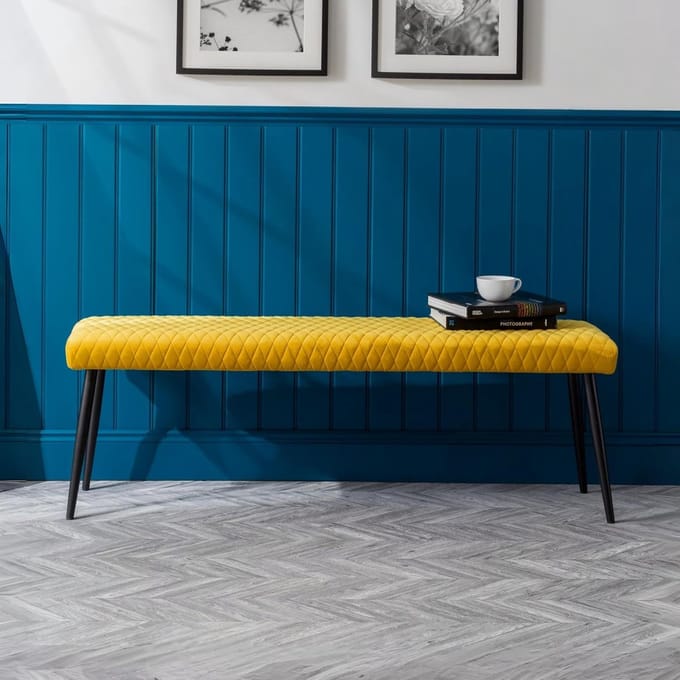 Luxe lage bank Mosterd - moderne fluwelen stijl voor elke eethoek
