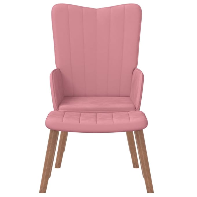 vidaXL - Relaxstoel - met - voetenbank - fluweel - roze