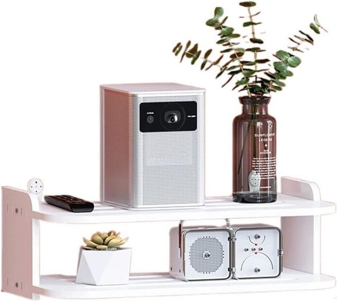 Projector Wandrek - Projector Plank - Thuisbioscoop Inrichten - Punch-Free Installatie - 40 x 20 x 13 cm - Wit