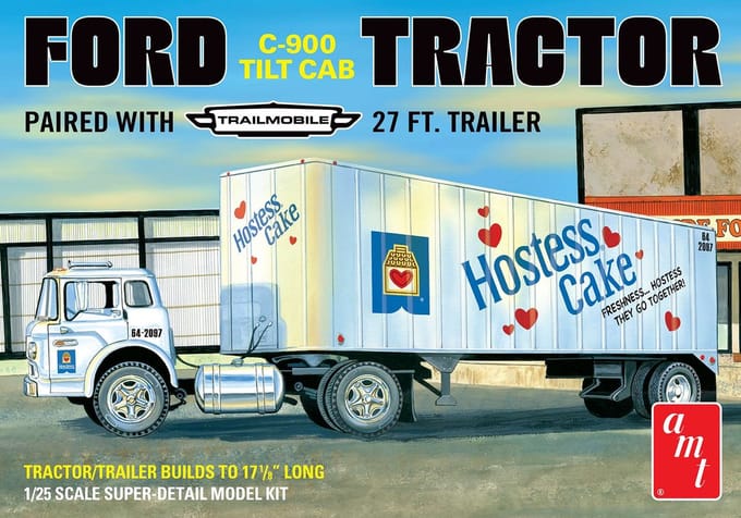 AMT Modelbouwpakket Auto - 1221 Ford C-900 Hostess Truck with Trailer Plastic - 1:25 - Modelbouw