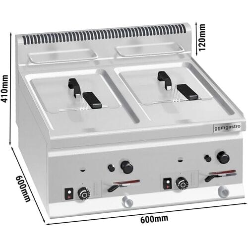 GGM Gastro Gas Doppelfritteuse - 8+8 Liter - 13,2 kW Zilver