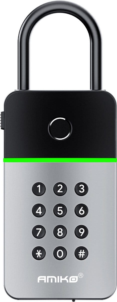 Amiko KB01 Smart Box – Slimme Sleutelkluis met TUYA App, Bluetooth & PIN-code – IP66 Waterdicht – Wandmontage – Zwart