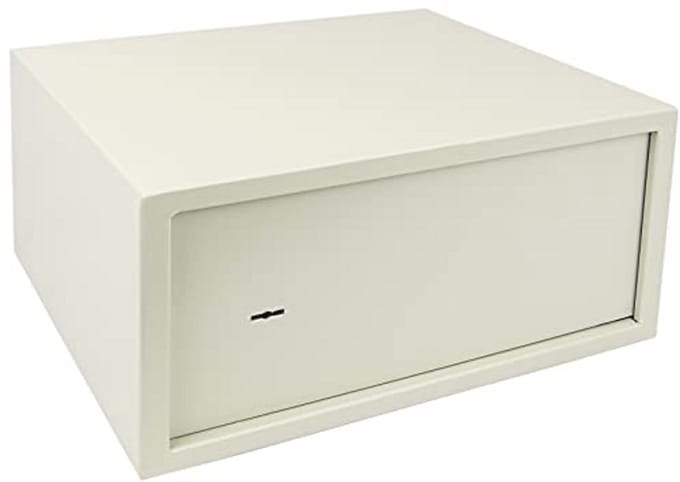 Stalen kluis met sleutels - 44 x 38 x 23 cm - Beige