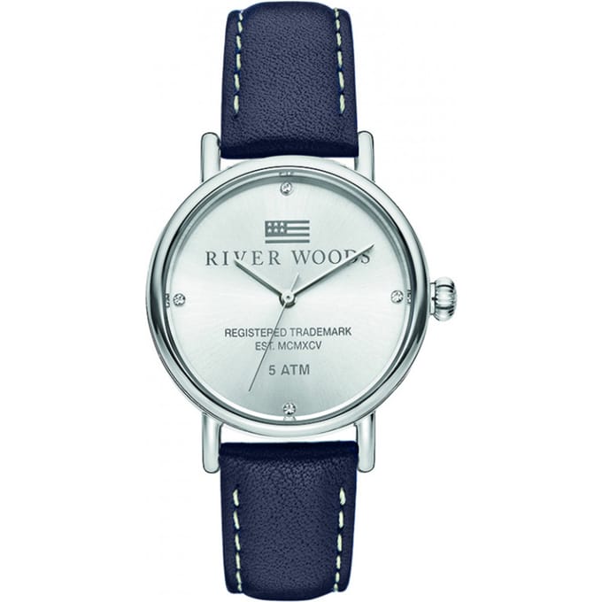 River Woods Arkansas RW340037 Horloge - Leer - Blauw - Ø 34 mm