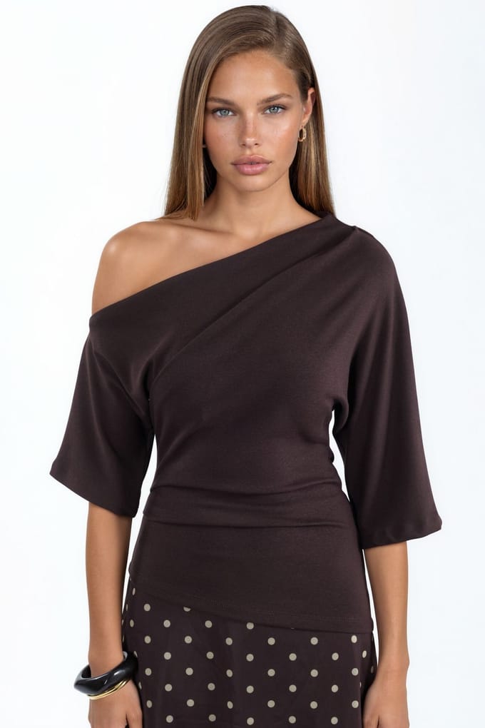 Vrouwen bootneck gebreide blouse met korte mouwen