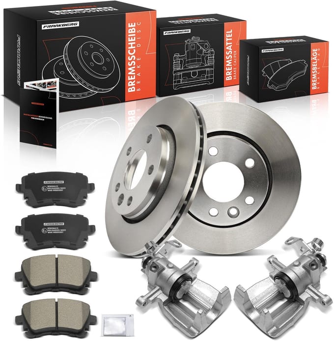 Frankberg 2x Remklauw+2x Remmen+4x Remblokken Achter voor VW