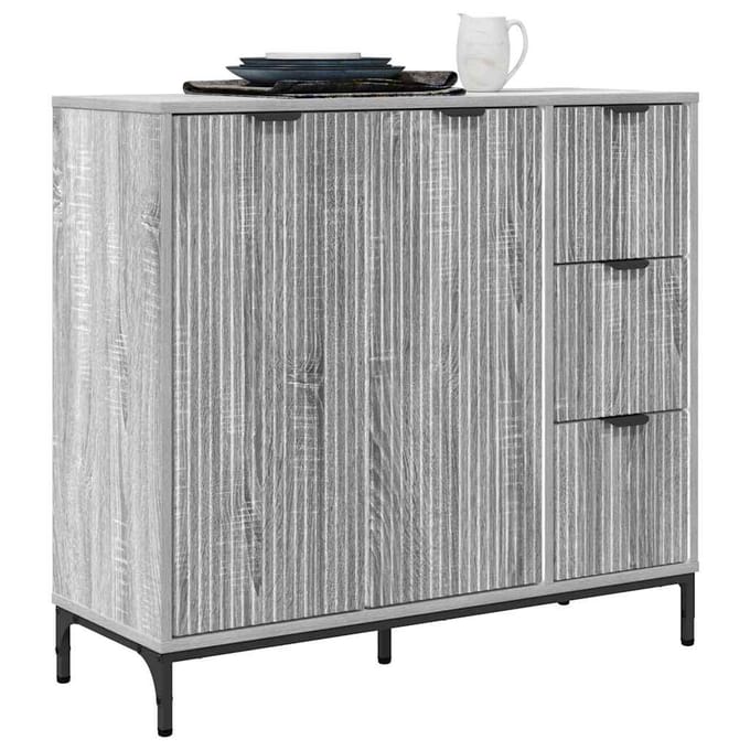 vidaXL - Dressoir - Grijs - Sonoma - 89,5 - x - 33 - x - 82 - cm - Bewerkt - hout
