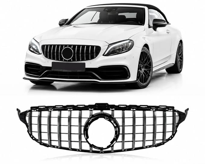 Grill Geschikt voor Mercedes C-Klasse W205 | Facelift (vanaf 03/2018) | - Chroom