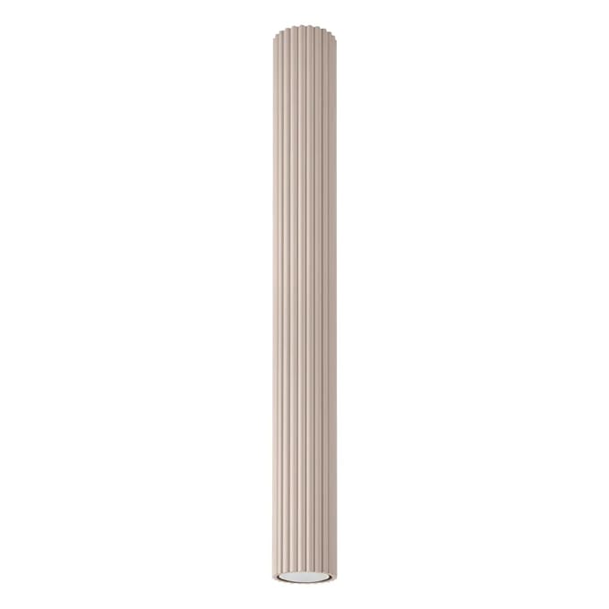 Plafondlamp KARBON 60 extra lange geribbelde buisspot van 60 cm - Sollux Lighting - IP20 - Taupe aluminium behuizing - 6.5 x 6.5 x 60 cm - 1 x GU10 LED, exclusief lichtbron - Max. 10 W - Minimalistische plafondlamp voor woonkamer en slaapkamer