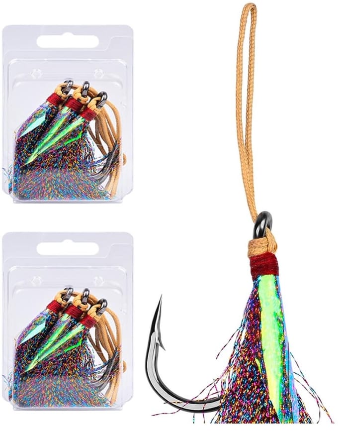 Dailygoods- Vishaken Bucktail Teaser - 2 Stuks - Prikkeldraad Ontwerp - Hoog Koolstofstaal - Voor Boot/Shore Trolling - Dynamisch Aas - Visaccessoires