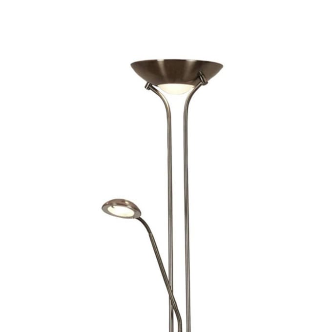 Searchlight LED vloerlamp Moeder & Kind, messing, leeslamp, dimbaar